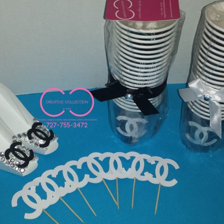 Parisian Inspired Drinking Cups/Cupcake Toppers